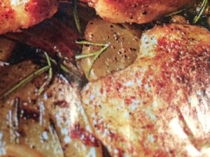 Roasted potatoes and chicken